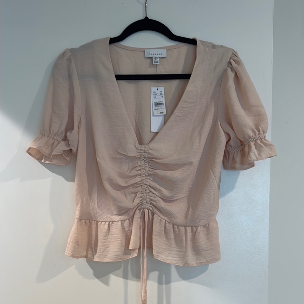 Topshop Blush Ruched Blouse